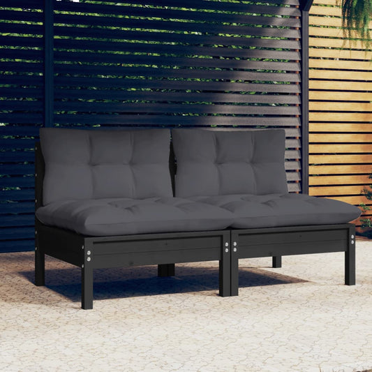 2-Seater Patio Sofa with Anthracite Cushions Solid Pinewood