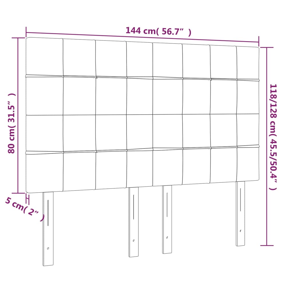 Headboards 4 pcs Dark Gray 28.3"x2"x30.7"/34.6" Fabric