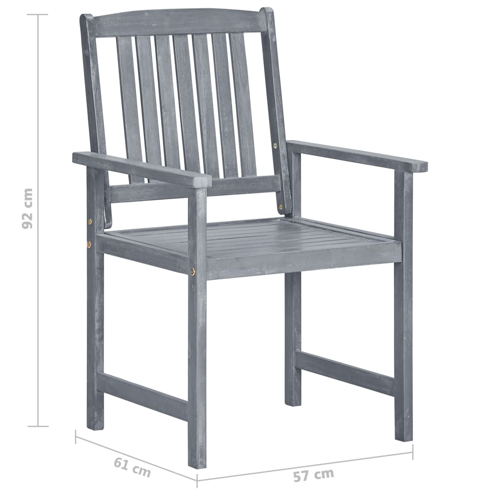 Patio Chairs with Cushions 6 pcs Solid Acacia Wood Gray