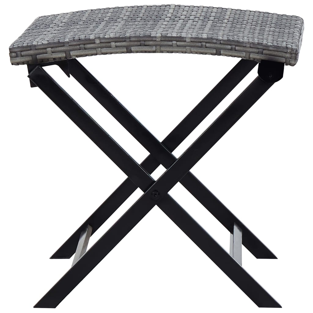 Folding Stool Poly Rattan Gray