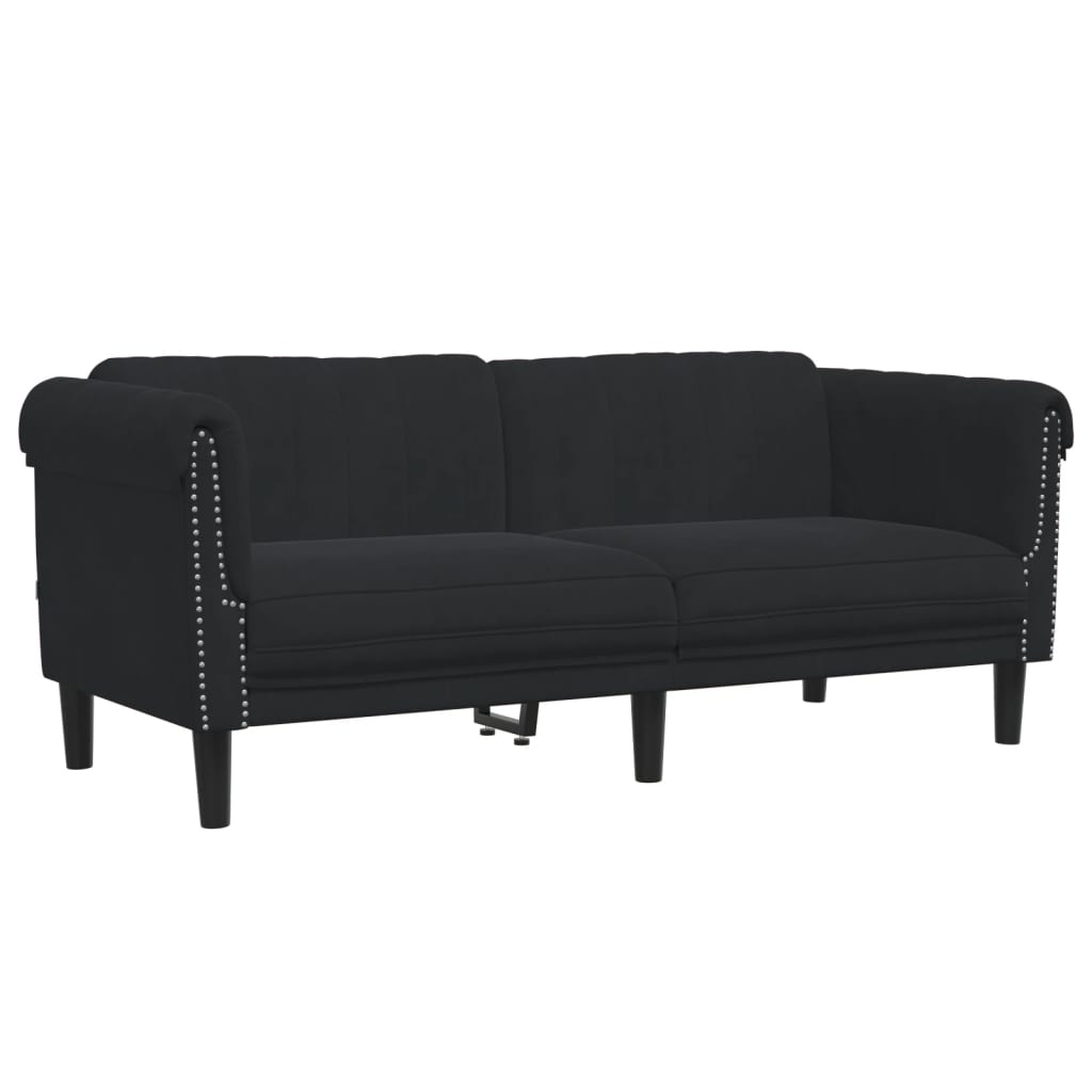 2 Piece Sofa Set Black Velvet