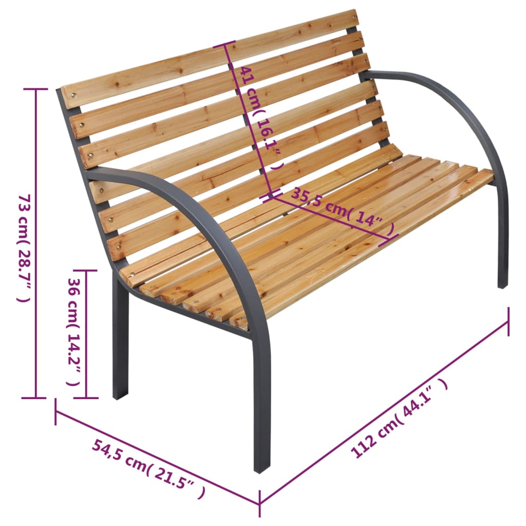 Patio Bench 44.1" Solid Wood Fir