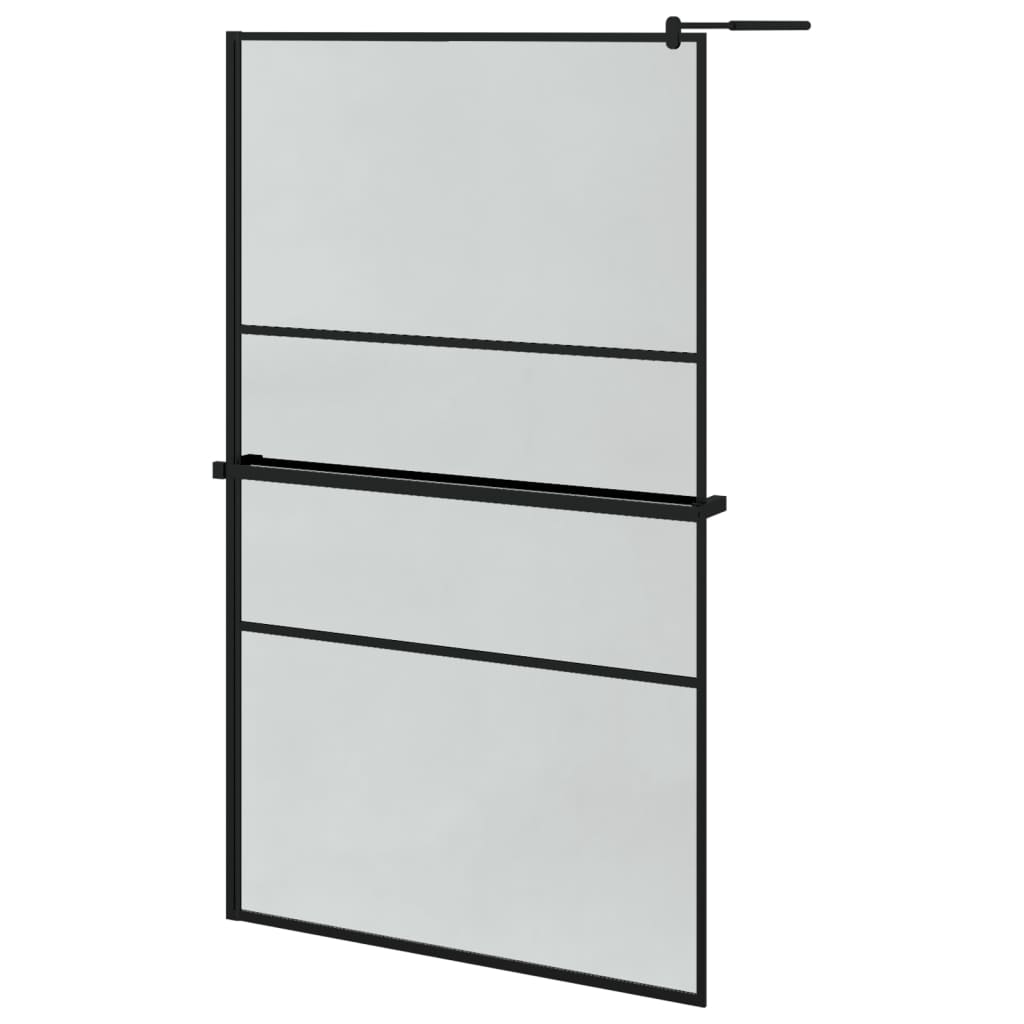 Walk-in Shower Wall with Shelf Black 45.3"x76.8" ESG Glass&Aluminum