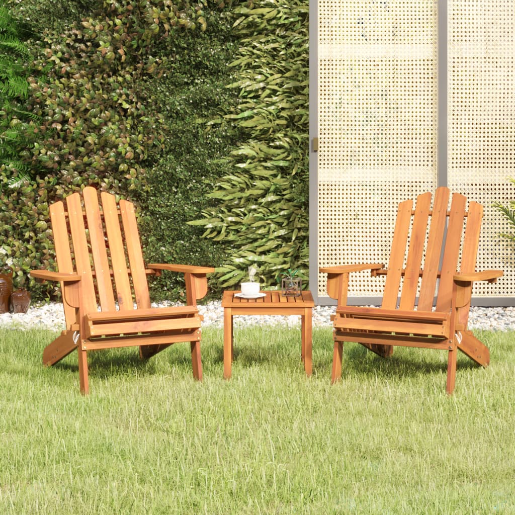 3 Piece Adirondack Patio Lounge Set Solid Wood Acacia