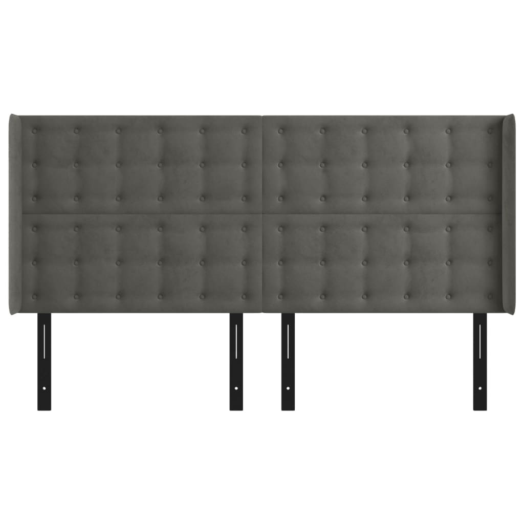 Headboard with Ears Dark Gray 64.2"x6.3"x46.5"/50.4" Velvet