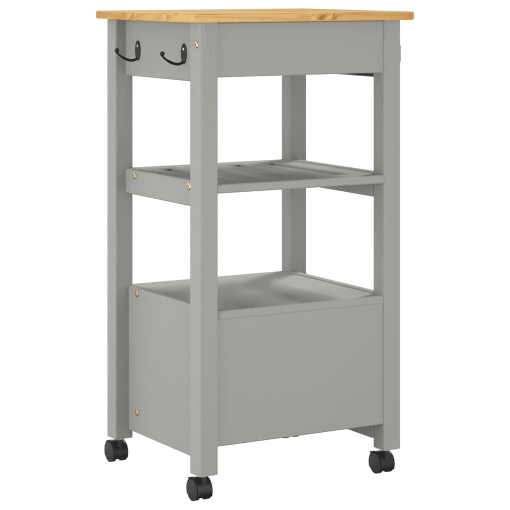 Kitchen Trolley MONZA 18.9"x15.7"x35.4" Solid Wood Pine