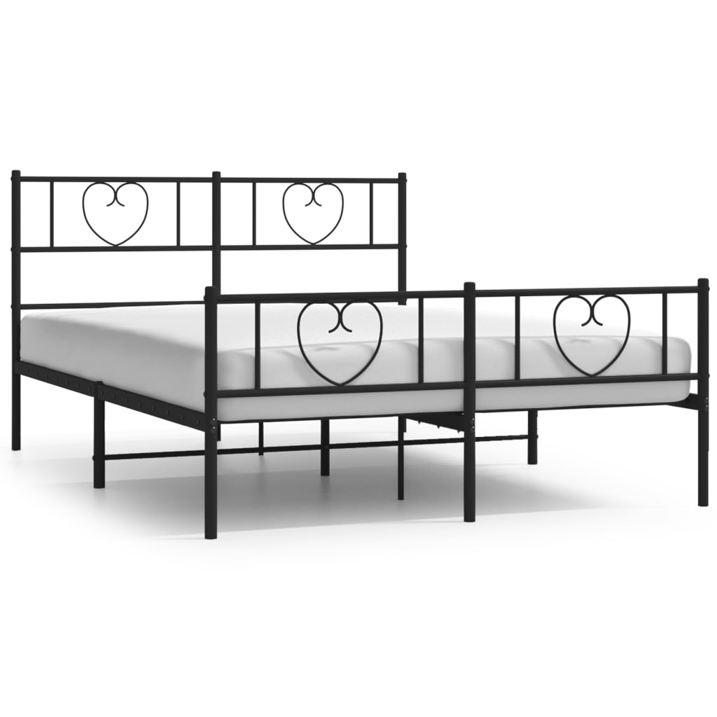 Metal Bed Frame without Mattress with Footboard Black 59.1"x78.7"