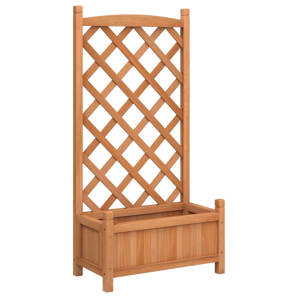 Planter with Trellis Brown Solid Wood Fir