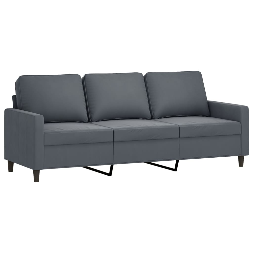 2 Piece Sofa Set with Cushions Dark Gray Velvet