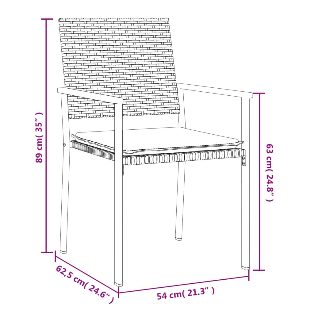 7 Piece Patio Dining Set with Cushions Poly Rattan and Steel