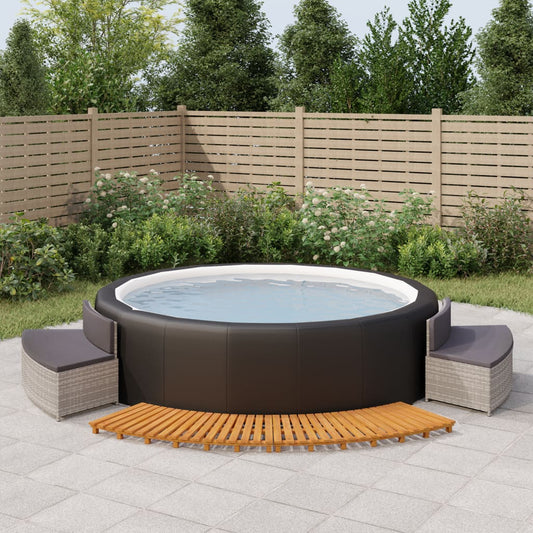 Hot Tub Surround Gray Poly Rattan and Solid Wood Acacia