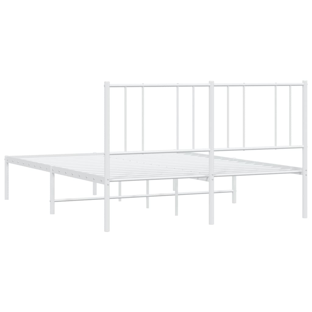 Metal Bed Frame without Mattress with Headboard White 53.1"x74.8"