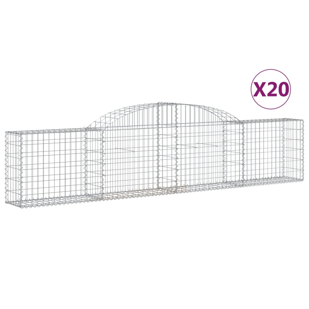 Arched Gabion Baskets 20 pcs 118.1"x11.8"x23.6"/31.5" Galvanized Iron