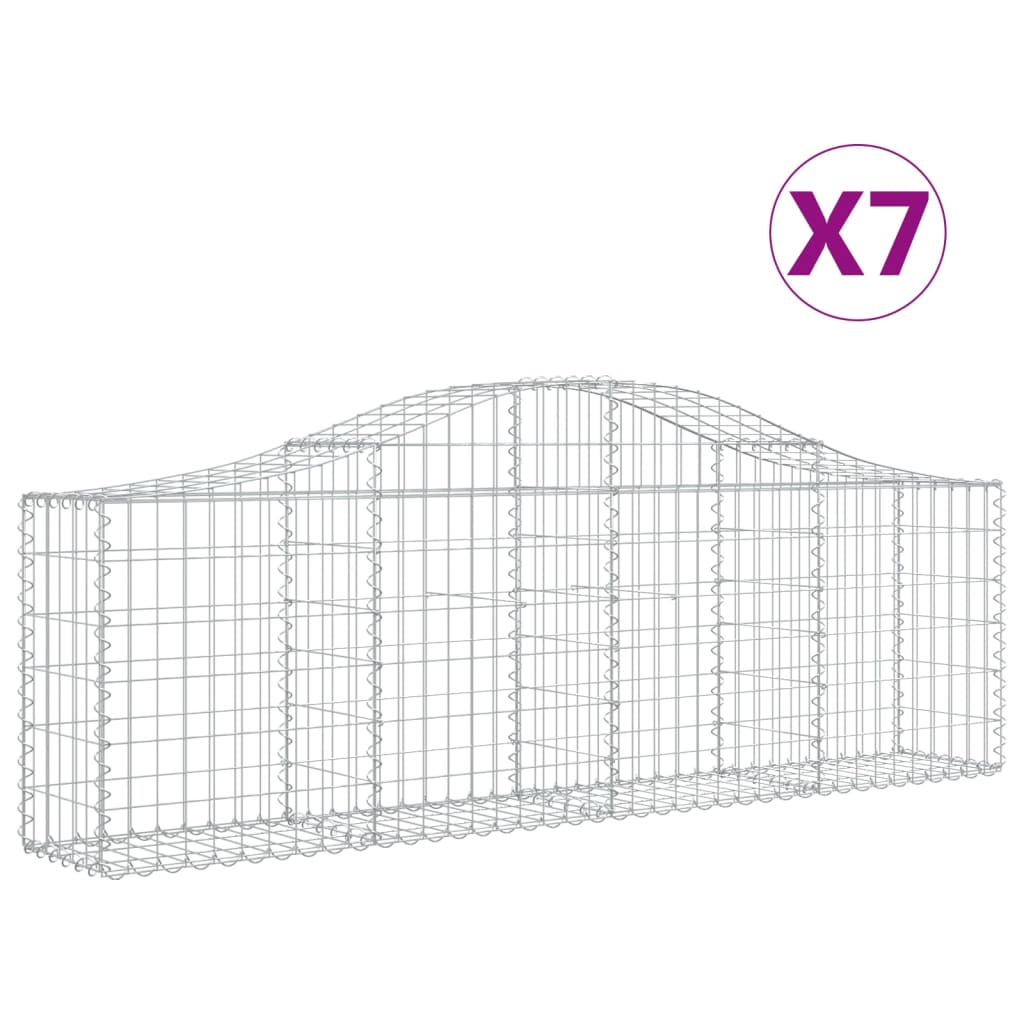 Arched Gabion Baskets 7 pcs 78.7"x11.8"x23.6"/31.5" Galvanized Iron