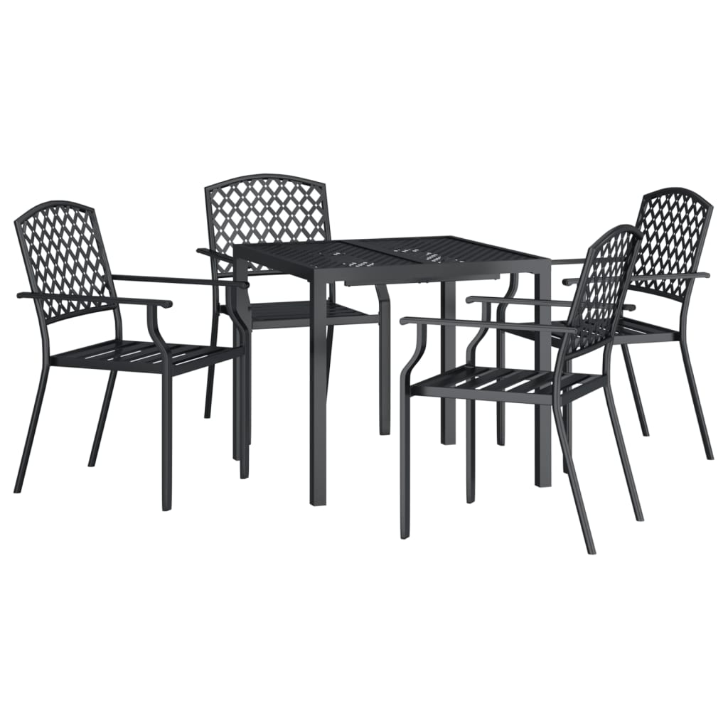 5 Piece Patio Dining Set Anthracite Steel