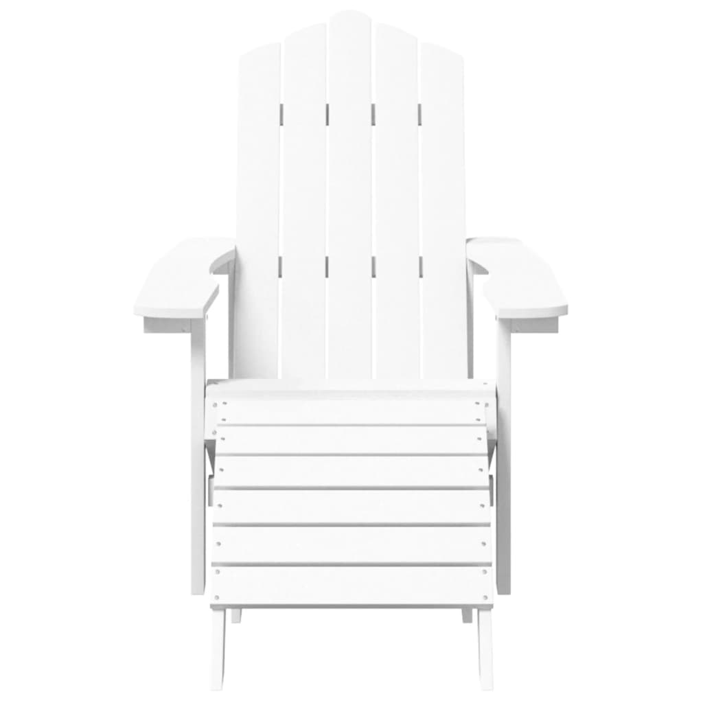 Patio Adirondack Chair with Footstool & Table HDPE White