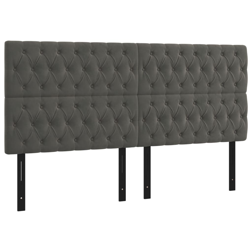 Headboards 4 pcs Dark Gray 35.4"x2.8"x30.7"/34.6" Velvet