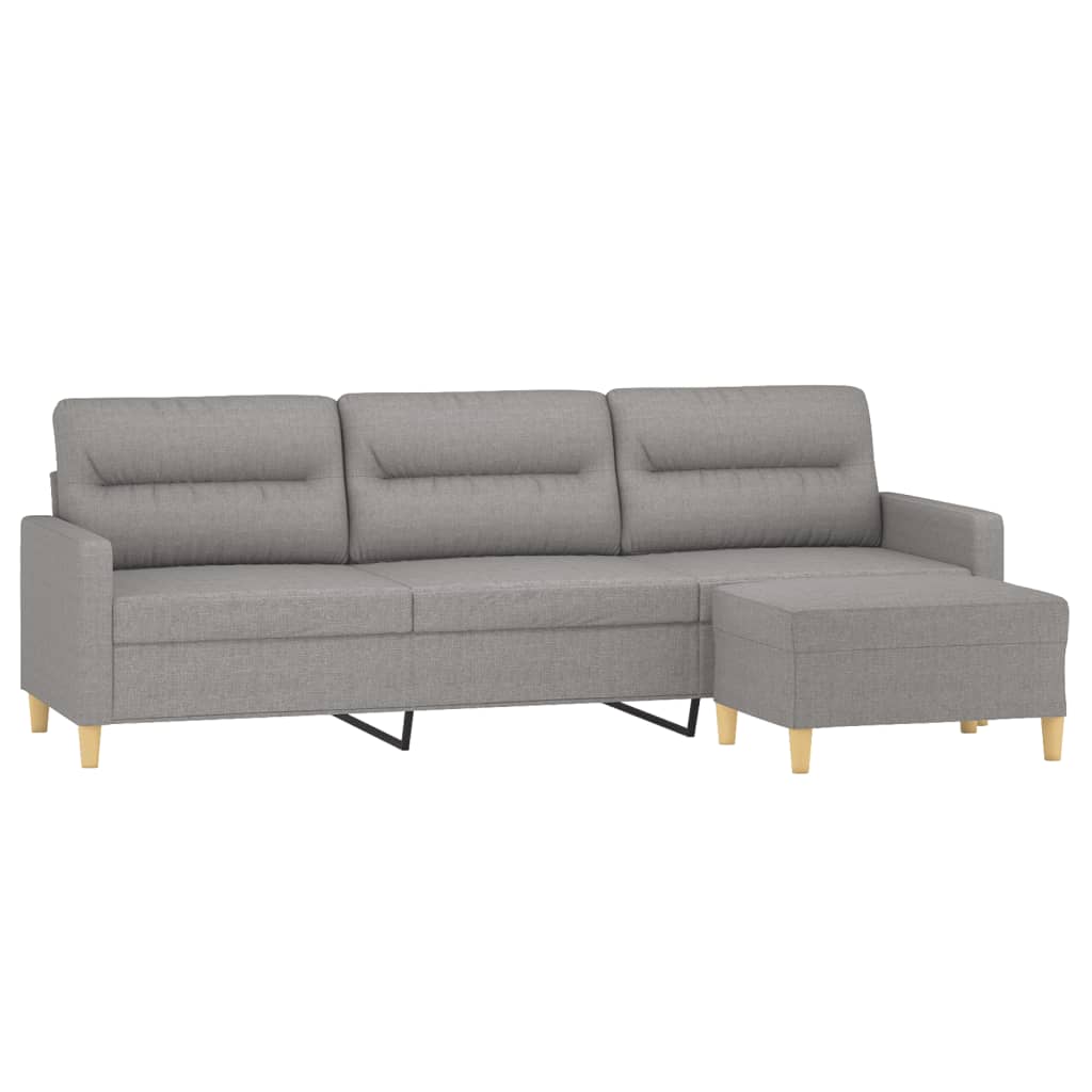 3-Seater Sofa with Footstool Light Gray 82.7" Fabric