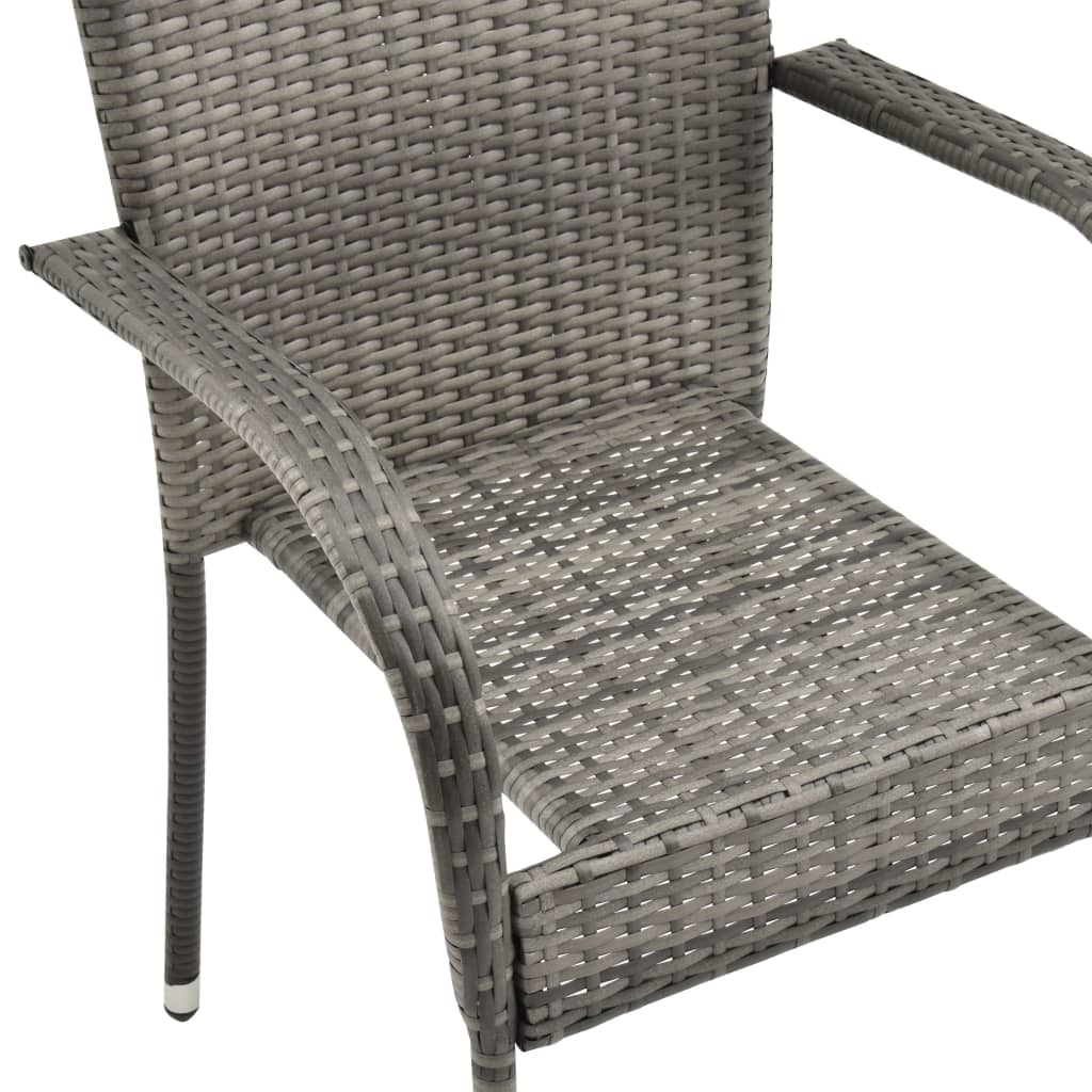 5 Piece Patio Dining Set Gray Poly Rattan