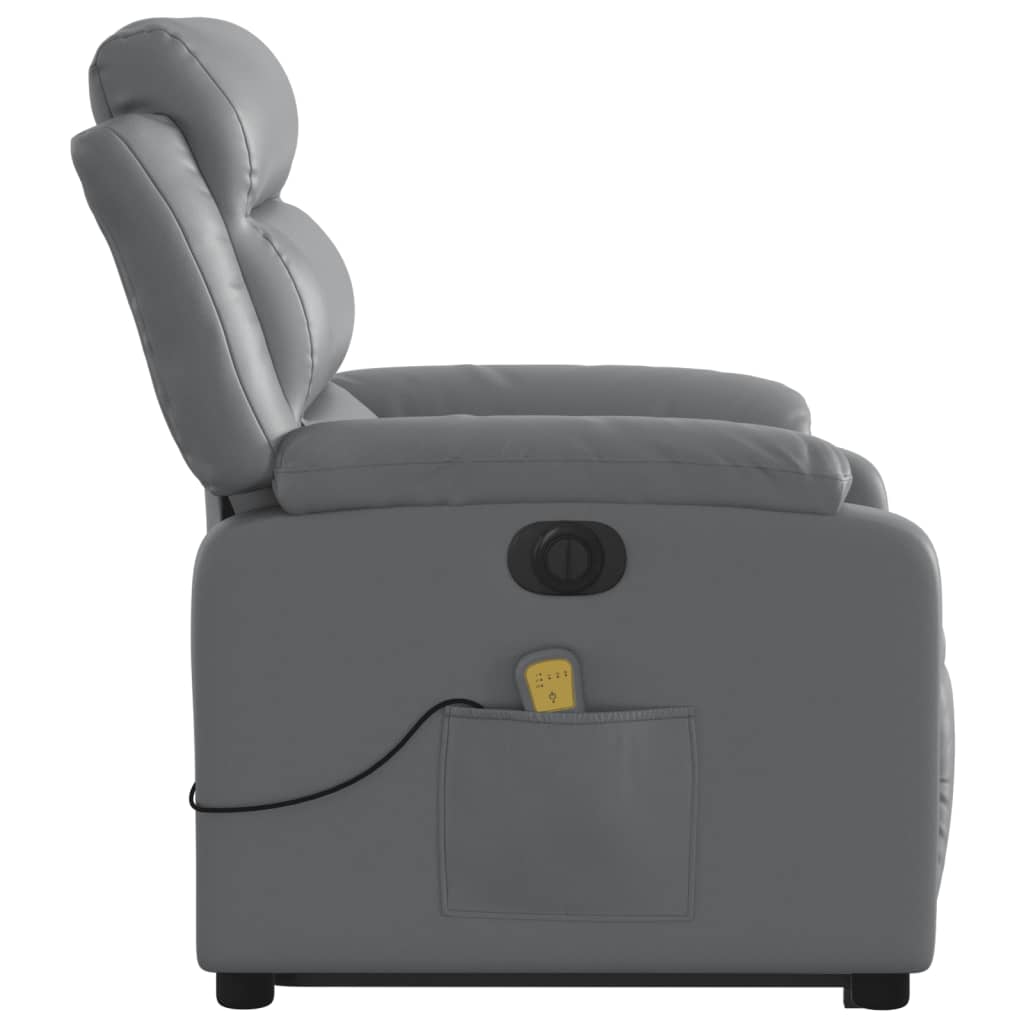 Electric Stand up Massage Recliner Chair Gray Faux Leather