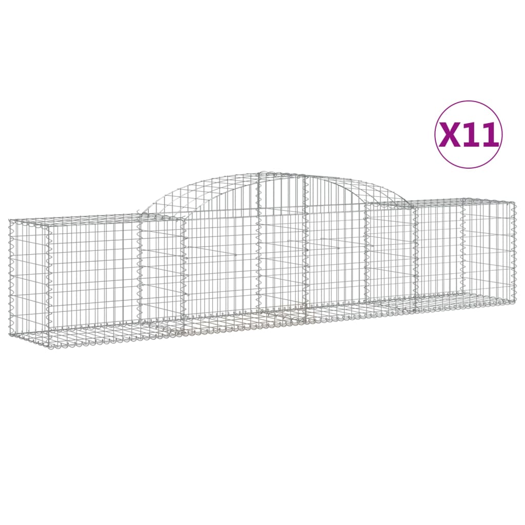 Arched Gabion Baskets 11 pcs 118.1"x19.7"x23.6"/31.5" Galvanized Iron