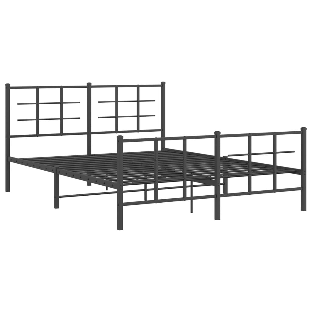 Metal Bed Frame without Mattress with Footboard Black 59.1"x78.7"