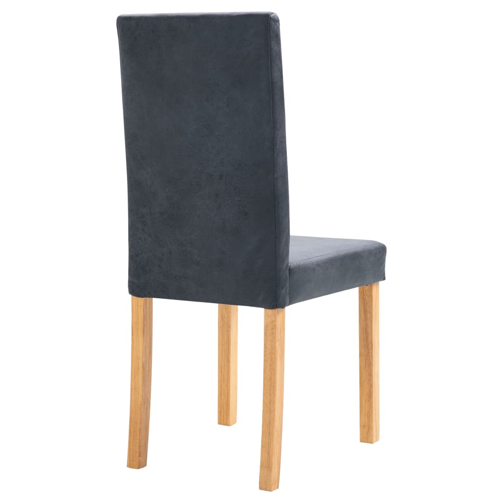 Dining Chairs 2 pcs Gray Faux Suede Leather