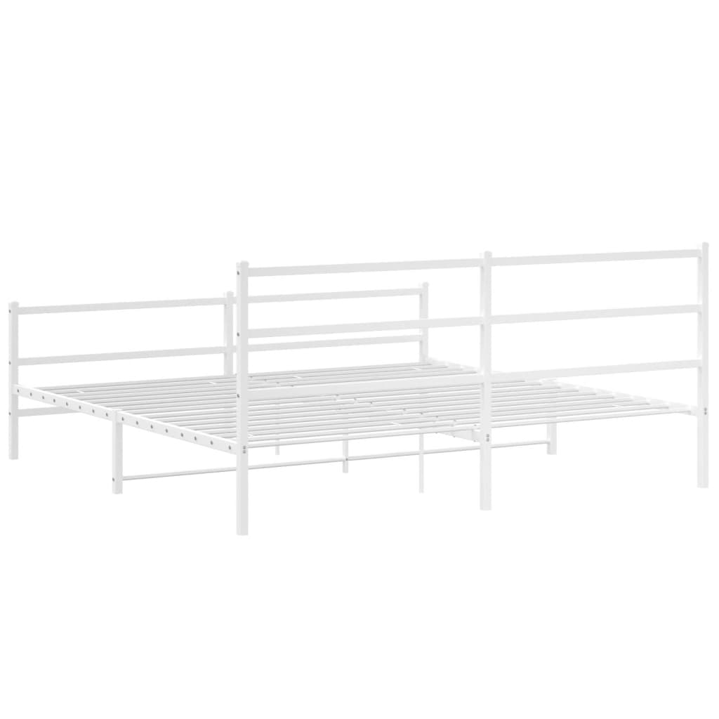 Metal Bed Frame without Mattress with Footboard��White 76"x79.9"