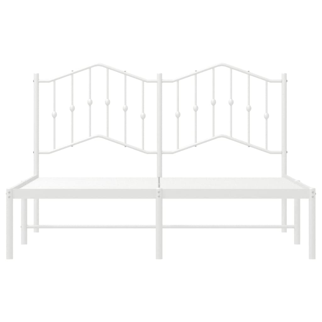 Metal Bed Frame without Mattress with Headboard White 53.1"x74.8"