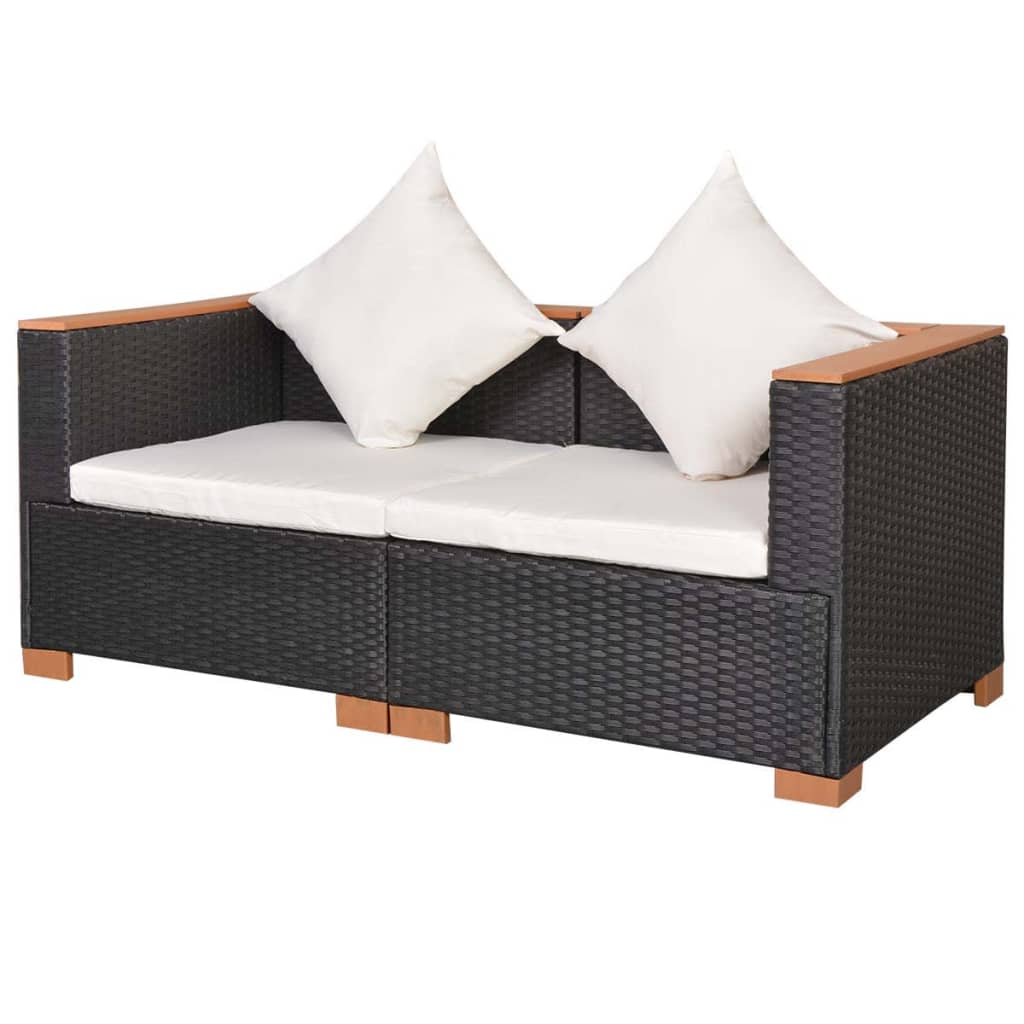 Patio Sofa Poly Rattan Black