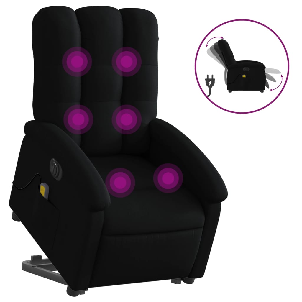 Electric Stand up Massage Recliner Chair Black Fabric