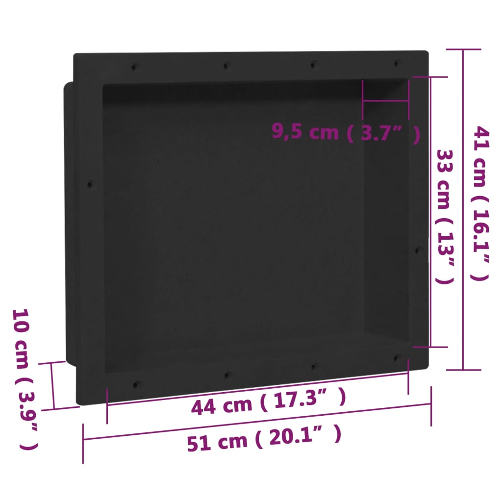 Shower Niche Matt Black 16.1"x20.1"x3.9"