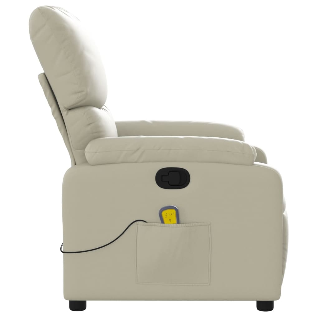 Massage Recliner Chair Cream Faux Leather