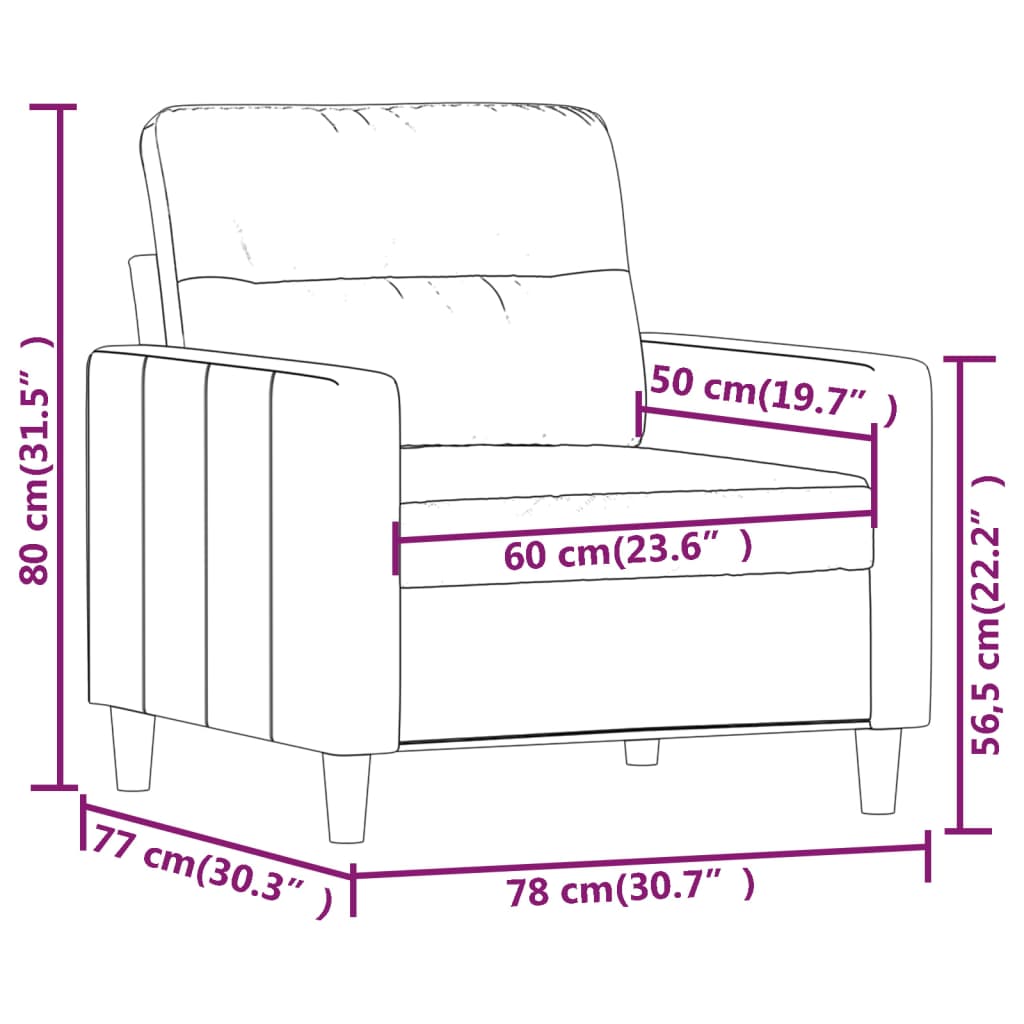 Sofa Chair Dark Gray 23.6" Fabric