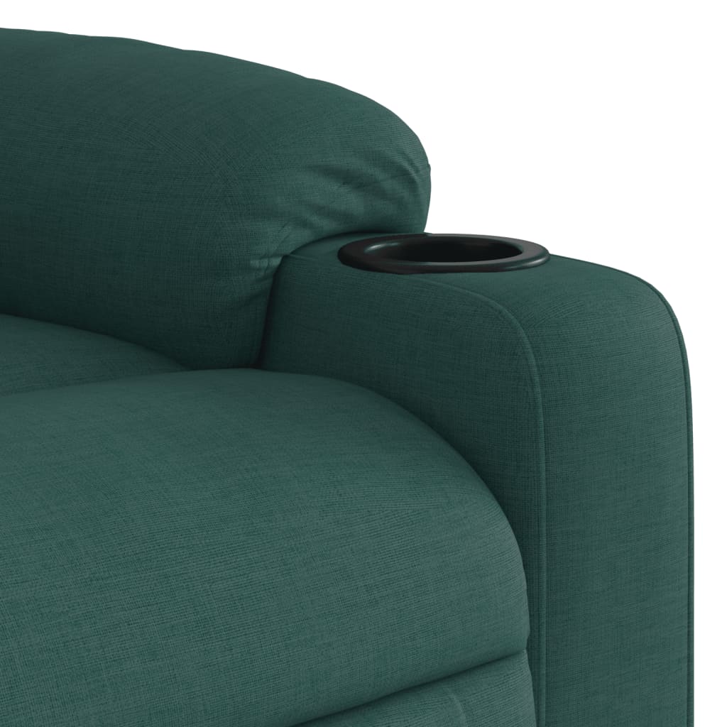 Stand up Massage Recliner Chair Dark Green Fabric