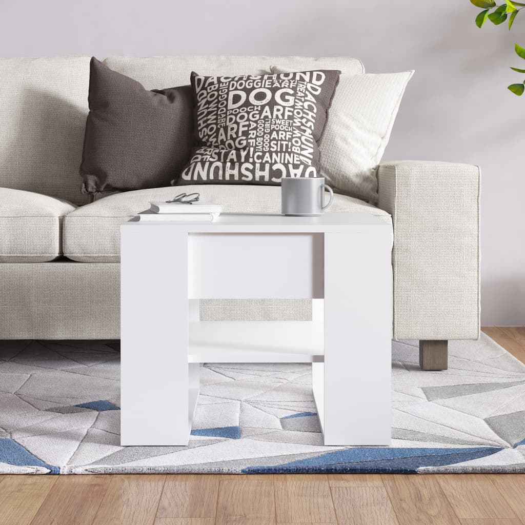 Coffee Table White 21.9"x21.7"x17.7" Engineered Wood