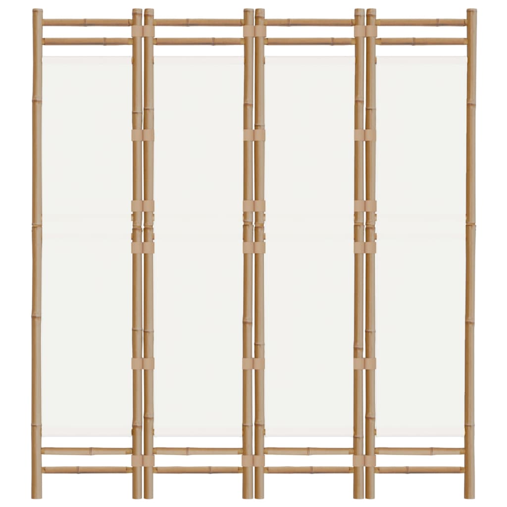 Folding 4-Panel Room Divider 63" Bamboo and Canvas