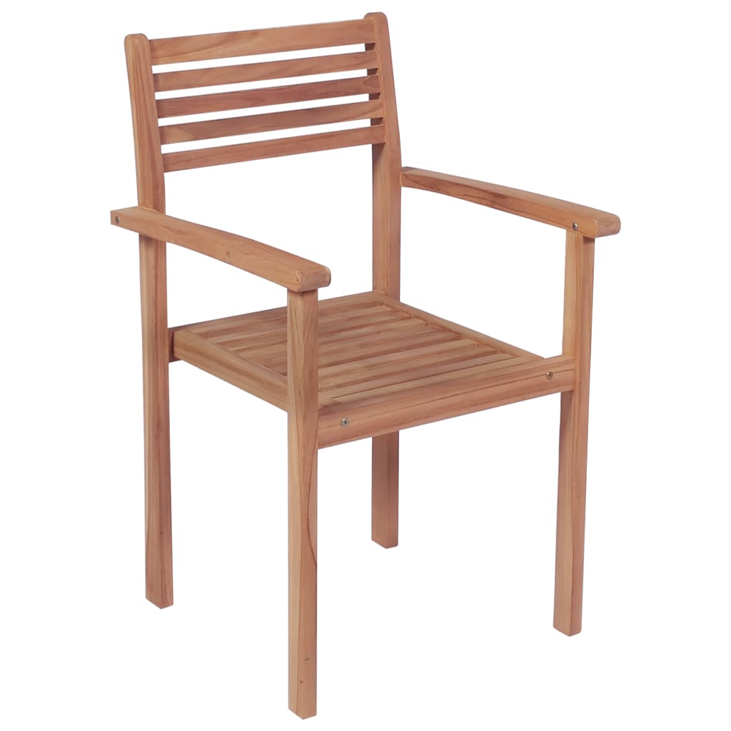 Stackable Patio Chairs with Cushions 6 pcs Solid Teak Wood