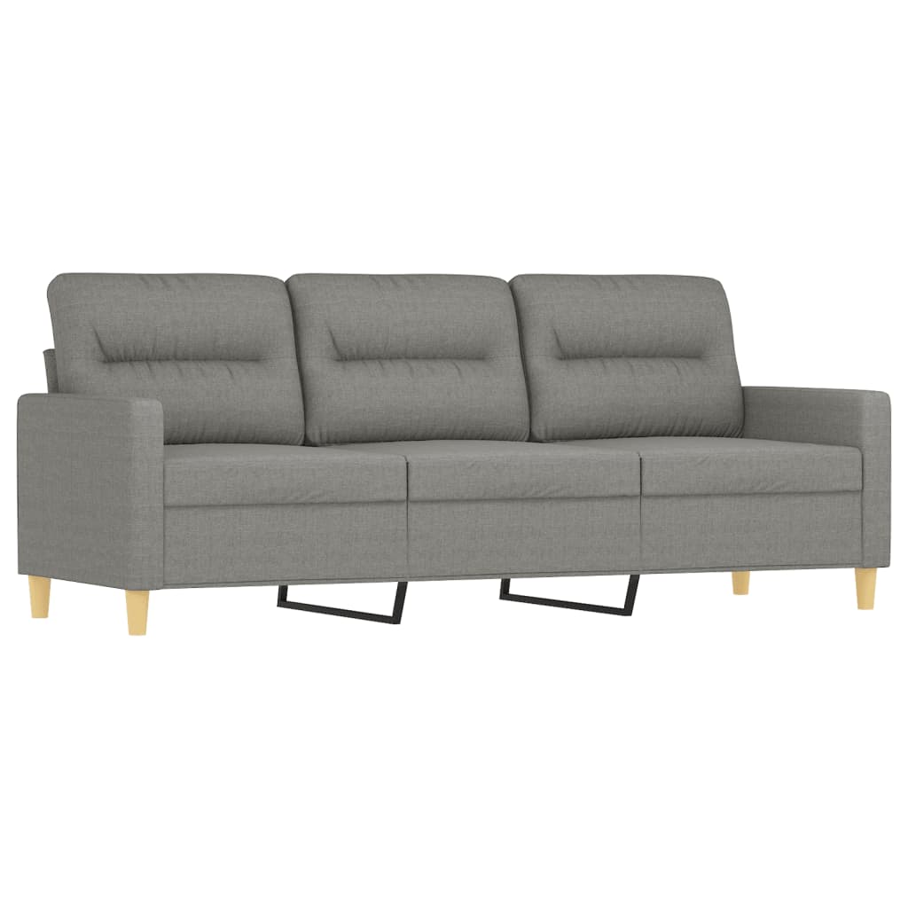 3-Seater Sofa with Pillows&Cushions Dark Gray 70.9" Fabric