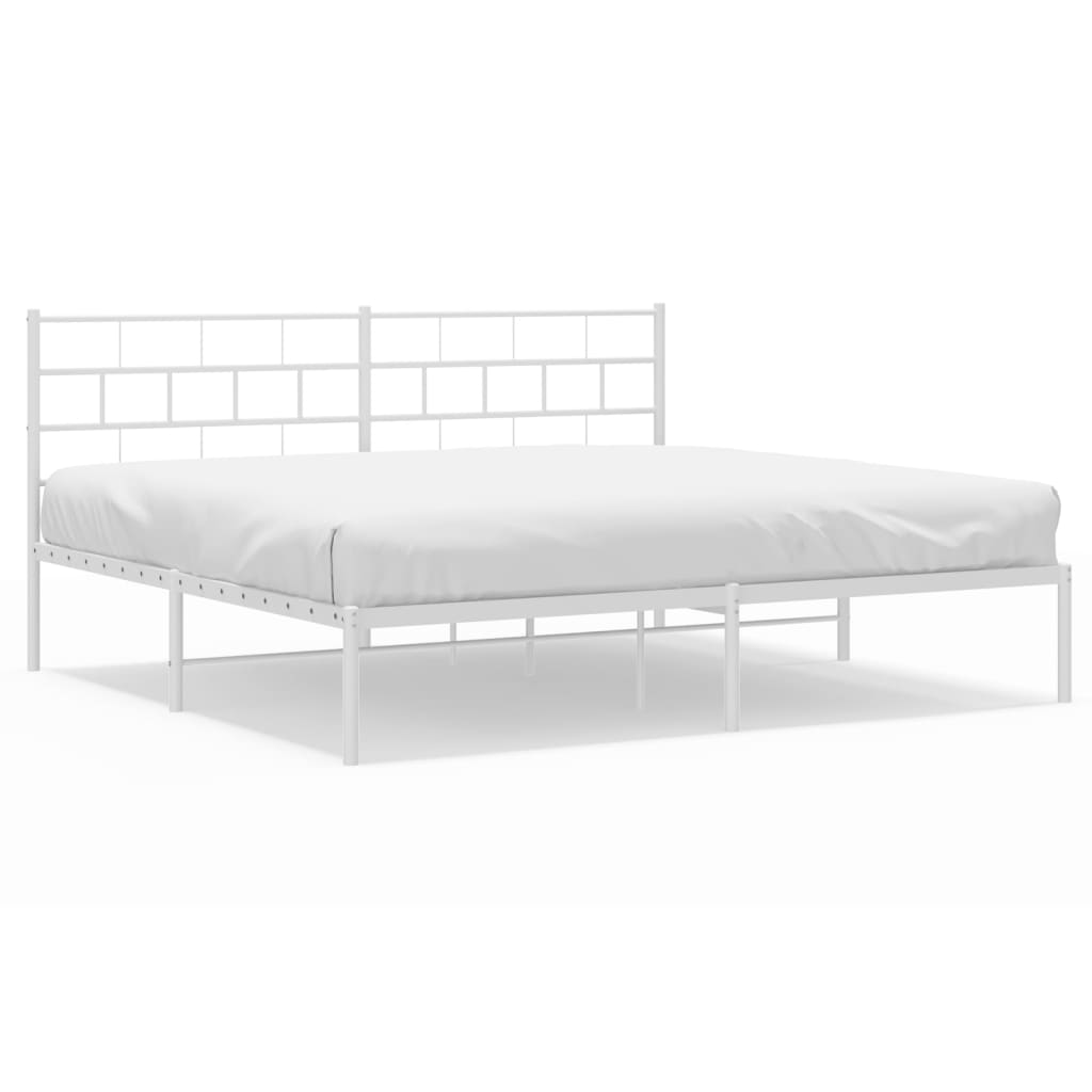 Metal Bed Frame without Mattress with Headboard White 76"x79.9"