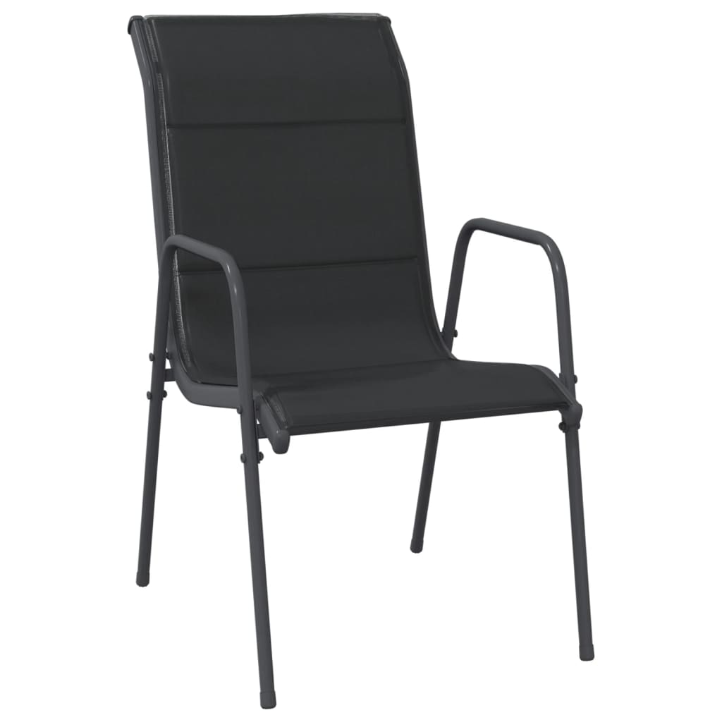 Patio Chairs 6 pcs Steel and Textilene Black