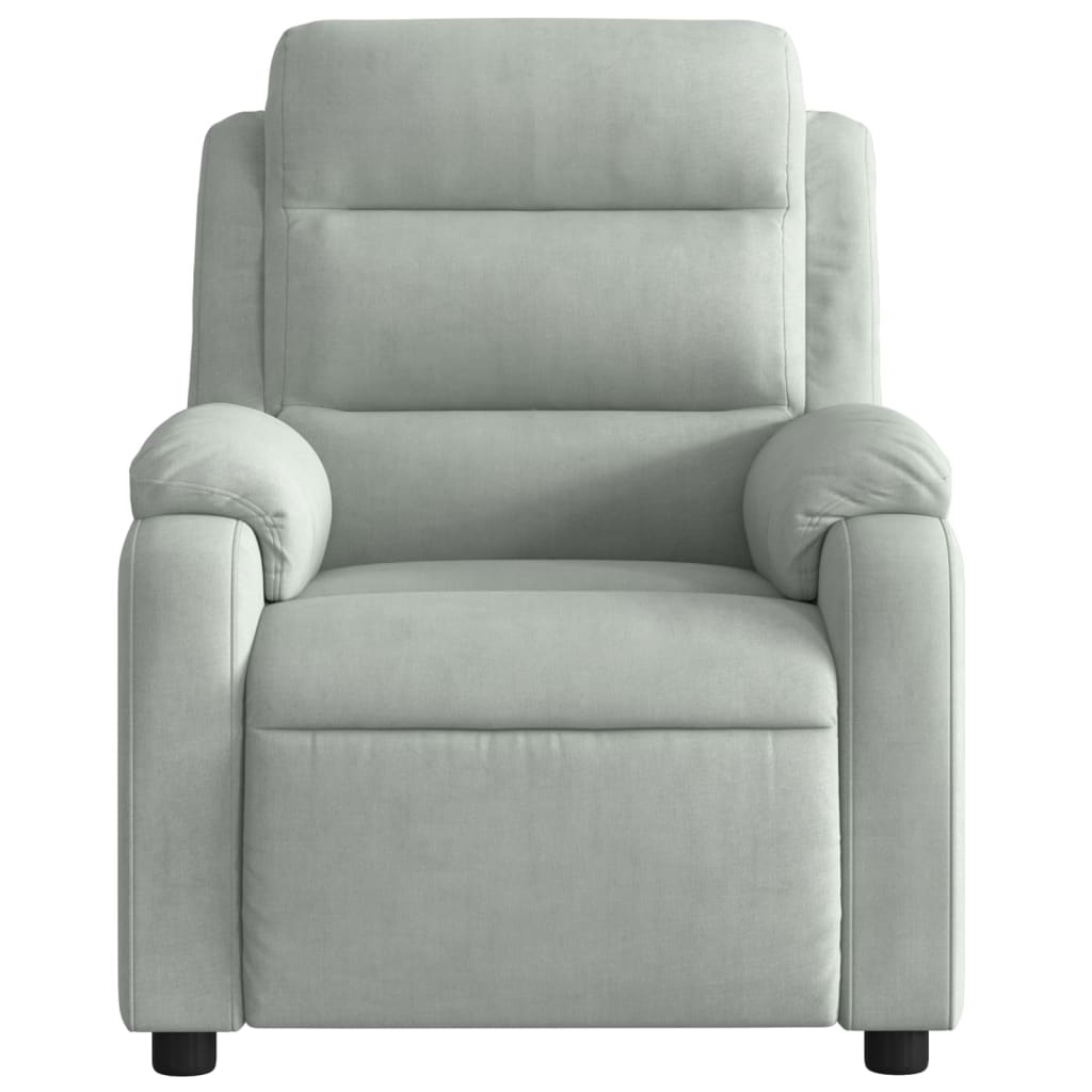 Electric Massage Recliner Chair Light Gray Velvet