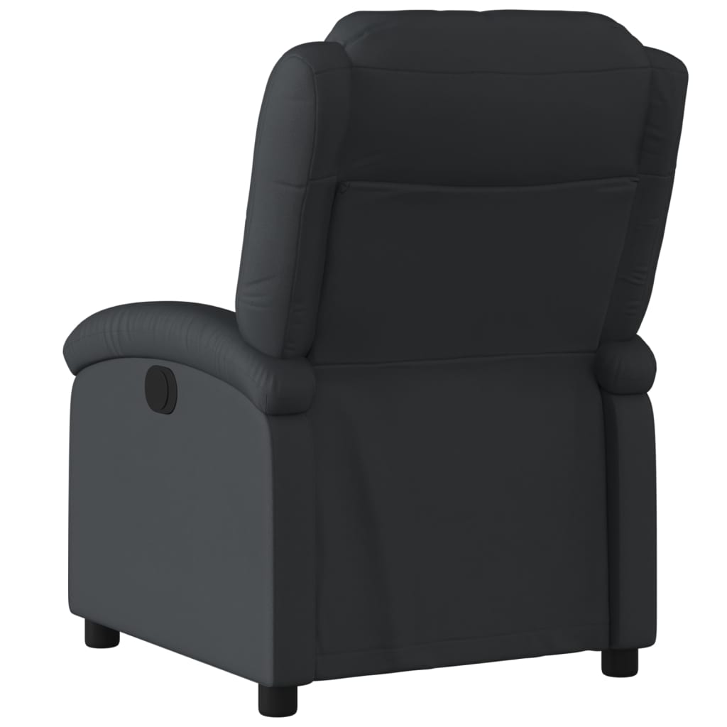 Recliner Chair Black Real Leather