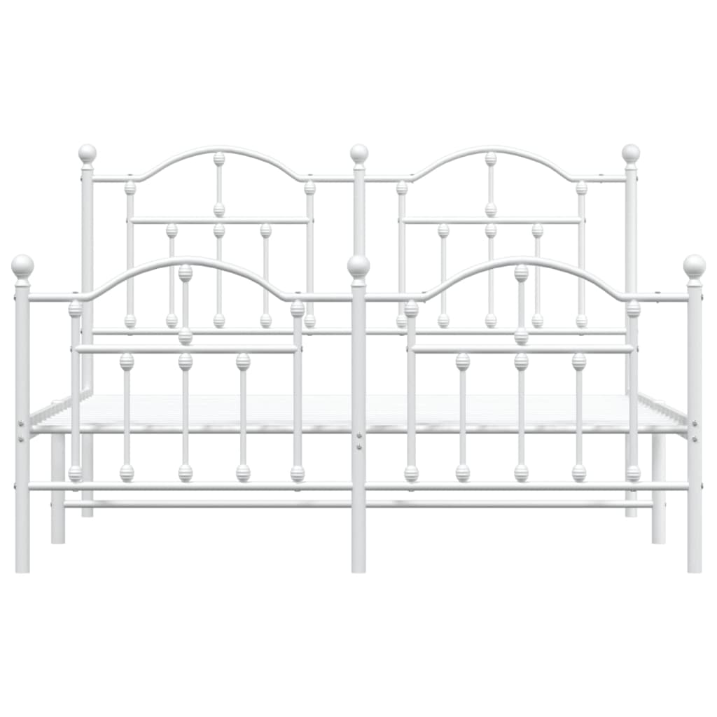 Metal Bed Frame without Mattress with Footboard White 59.1"x78.7"