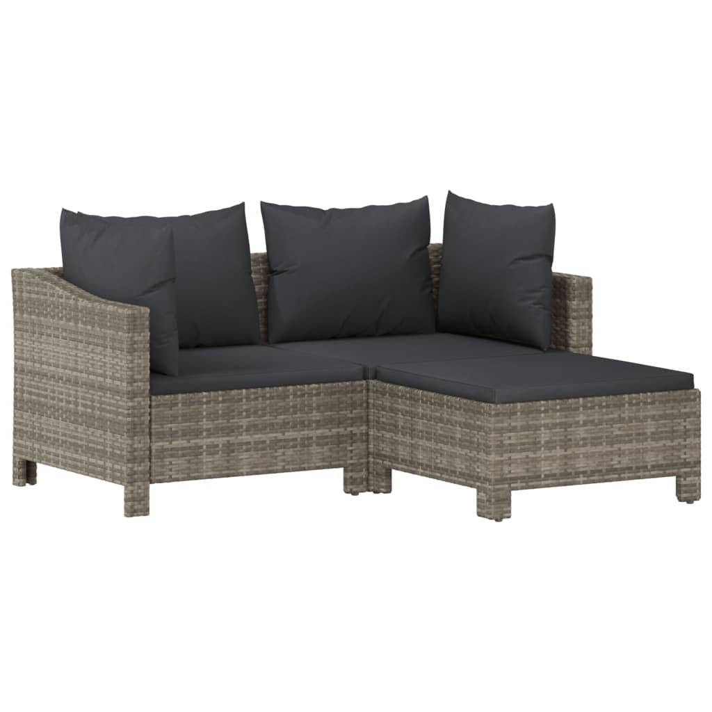 7 Piece Patio Lounge Set with Cushions Gray Poly Rattan