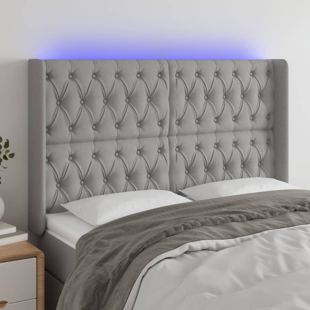 LED Headboard Light Gray 72"x6.3"x30.7"/34.6" Fabric