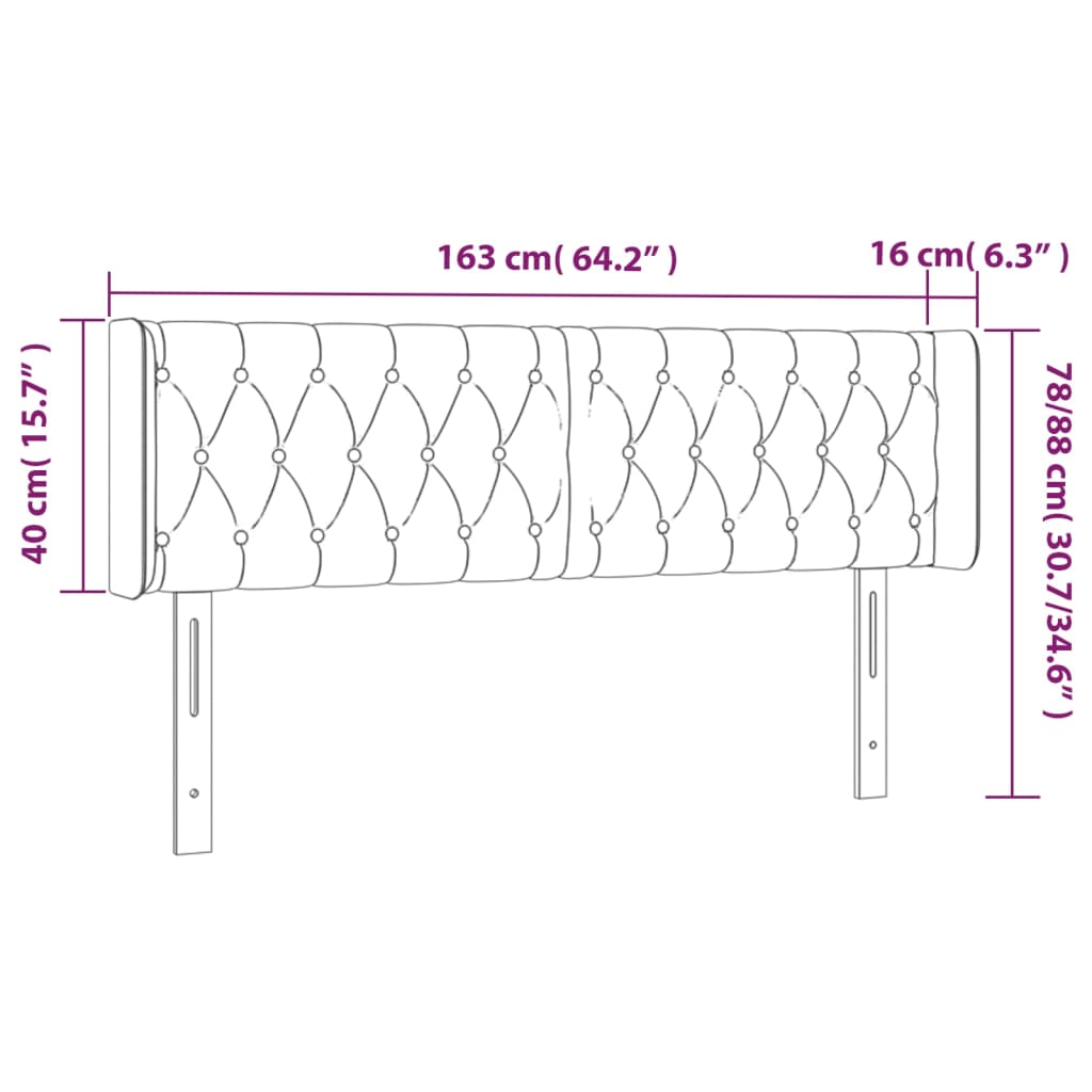 LED Headboard Light Gray 64.2"x6.3"x30.7"/34.6" Velvet