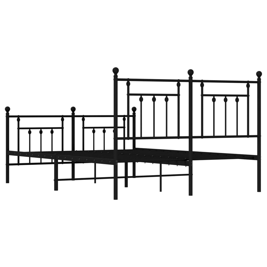 Metal Bed Frame without Mattress with Footboard Black 59.1"x78.7"