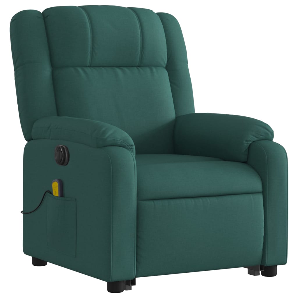 Electric Stand up Massage Recliner Chair Dark Green Fabric