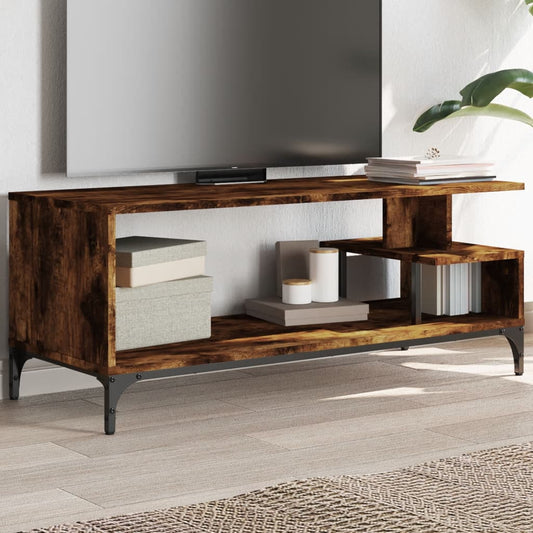 TV Stand Smoked Oak 40.2"x15.7"x16.1" Engineered Wood and Powder-coated Steel